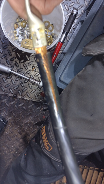 High Frequency Current tracks down the cable causing decay.