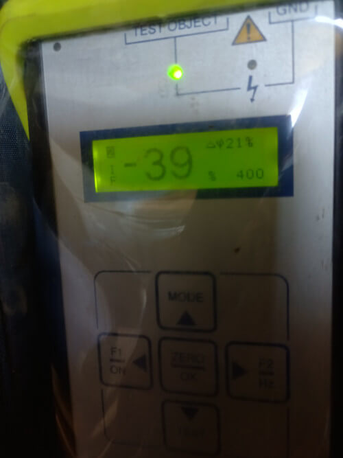 Current Frequency Response -39% Test Frequency 400hz