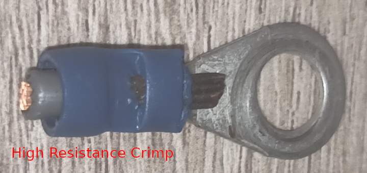 High Resistance Crimp results in Voltage drop to Motor